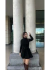 Kadın Uzun Kollu Balıkçı Yaka Salaş Kusa Akrilik Elbise