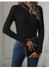 Kadın Uzun Kollu Balıkçı Yaka şardonlu Kaşkorse Bluz