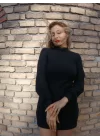 Kadın Uzun Kollu Balıkçı Yaka şardonlu Kaşkorse Elbise