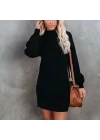 Kadın Uzun Kollu Balıkçı Yaka şardonlu Kaşkorse Elbise