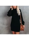 Kadın Uzun Kollu Balıkçı Yaka şardonlu Kaşkorse Elbise