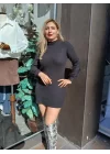 Kadın Uzun Kollu Balıkçı Yaka şardonlu Kaşkorse Elbise