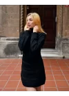 Kadın Uzun Kollu Balıkçı Yaka Triko Mini Boy Elbise