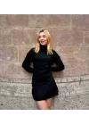 Kadın Uzun Kollu Balıkçı Yaka Triko Mini Boy Elbise
