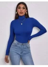Kadın Uzun Kollu Balıkçı Yaka Viskon Bluz
