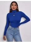 Kadın Uzun Kollu Balıkçı Yaka Viskon Bluz