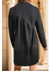 Kadın Uzun Kollu Bisiklet Yaka çapraz Büzgü Detay Iki Iplik Mini Boy Elbise