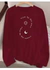 Kadın Uzun Kollu Bisiklet Yaka Desenli Viskon Bluz