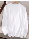 Kadın Uzun Kollu Bisiklet Yaka Desenli Viskon Bluz