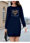 Kadın Uzun Kollu Bisiklet Yaka Desenli Viskon Iki Iplik Bluz