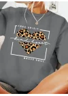 Kadın Uzun Kollu Bisiklet Yaka Desenli Viskon Iki Iplik Bluz