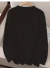 Kadın Uzun Kollu Bisiklet Yaka Kalp Desenli Viskon Bluz