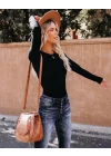 Kadın Uzun Kollu Bisiklet Yaka Kaşkorse Bluz