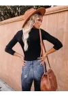 Kadın Uzun Kollu Bisiklet Yaka Kaşkorse Bluz