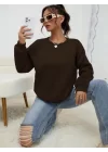 Kadın Uzun Kollu Bisiklet Yaka şardonlu üç Iplik Kumaş Sweat