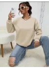 Kadın Uzun Kollu Bisiklet Yaka şardonlu üç Iplik Kumaş Sweat