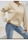 Kadın Uzun Kollu Bisiklet Yaka şardonlu üç Iplik Kumaş Sweat
