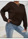 Kadın Uzun Kollu Bisiklet Yaka şardonlu üç Iplik Kumaş Sweat