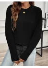 Kadın Uzun Kollu Bisiklet Yaka Triko Bluz
