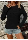 Kadın Uzun Kollu Bisiklet Yaka Triko Bluz