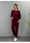 Kadın Uzun Kollu Bisiklet Yaka Viskon Iki Iplik Bluz Ve Pantolon Ikili Takım