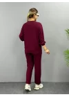 Kadın Uzun Kollu Bisiklet Yaka Viskon Iki Iplik Bluz Ve Pantolon Ikili Takım