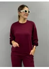 Kadın Uzun Kollu Bisiklet Yaka Viskon Iki Iplik Bluz Ve Pantolon Ikili Takım