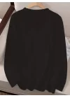 Kadın Uzun Kollu Bisiklet Yaka Yazı Baskılı Viskon Bluz