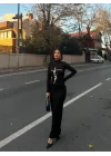 Kadın Uzun Kollu Boğazlı Baskı Detaylı Viskon Tam Boy Elbise