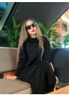 Kadın Uzun Kollu Boğazlı Midi Boy Triko Elbise (kemersiz)