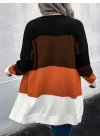Kadın Uzun Kollu çift Renkli Uzun Triko Hırka