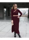 Kadın Uzun Kollu çıtçıtlı Viskon Krop Bluz Ve Yırtmaçlı Etek Istenildiğinde Elbise Olan Ikili Takım