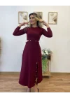 Kadın Uzun Kollu çıtçıtlı Viskon Krop Bluz Ve Yırtmaçlı Etek Istenildiğinde Elbise Olan Ikili Takım