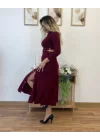 Kadın Uzun Kollu çıtçıtlı Viskon Krop Bluz Ve Yırtmaçlı Etek Istenildiğinde Elbise Olan Ikili Takım