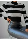Kadın Uzun Kollu çizgi Detay Triko Bluz