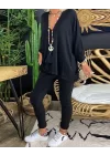 Kadın Uzun Kollu Derin V Yaka ön Kısa Arka Uzun Viskon Bluz