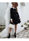 Kadın Uzun Kollu Gömlek Yaka Krep Kumaş Elbise