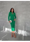Kadın Uzun Kollu Halka Ve Pencere Dekolte Detay Fırsat ürün Midi Boy Elbise