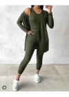 Kadın Uzun Kollu Hırka Atlet Ve Eşofman Yün Viskon üçlü Takım