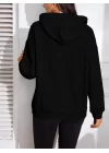 Kadın Uzun Kollu Kapşonlu Bağcıklı Cepli Capitone Sweatshirt