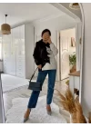 Kadın Uzun Kollu Kapşonlu Bağcıklı Kedi Desenli şardonlu Dalgıç Bluz