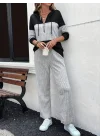 Kadın Uzun Kollu Kapşonlu önden Fermuarlı şardonlu Kaşkorse Bluz Ve Pantolon
