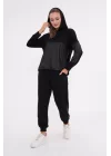 Kadın Uzun Kollu Kapüşonlu Oversize Sweat Ve Pantolon Ikili Takım