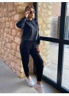 Kadın Uzun Kollu Kapüşonlu Oversize Sweat Ve Pantolon Ikili Takım