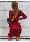 Kadın Uzun Kollu Kruvaze Yaka ön Kısım Büzgülü Zebra Desen Dalgıç Elbise
