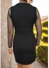 Kadın Uzun Kollu Kruvaze Yaka üst Kısım Taşlı Detay Krep Mini Boy Elbise