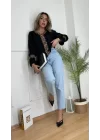 Kadın Uzun Kollu Leopar V Yakalı Krep Bluz