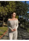Kadın Uzun Kollu Madonna Yaka şardonlu Kaşkorse Tulum