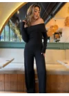 Kadın Uzun Kollu Madonna Yaka şardonlu Kaşkorse Tulum