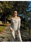 Kadın Uzun Kollu Madonna Yaka şardonlu Kaşkorse Tulum